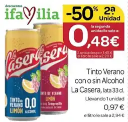 Supermercados El Jamón La Casera tinto de verano limón oferta