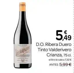 Supermercados El Jamón Valderivero tinto crianza oferta