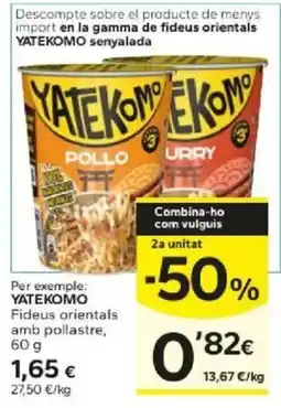 Caprabo Yatekomo fideus orientals amb pollastre oferta