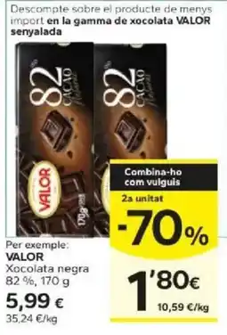 Caprabo Valor xocolata negra 82% oferta