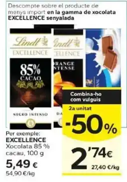 Caprabo Lindt excellence xocolata 85% cacao oferta