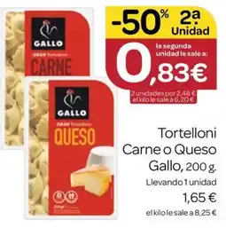Supermercados El Jamón Gallo tortelloni carne o queso oferta