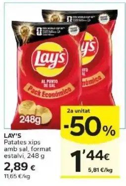 Caprabo Lay's Patates xips amb sal, format estalvi oferta