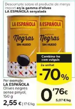 Caprabo La española olives negres sense pinyol oferta