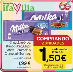 Supermercados El Jamón Milka Chocolate Oreo, Blanco Oreo, Chips Ahoy!, Caramelo o Cremoso Milka oferta
