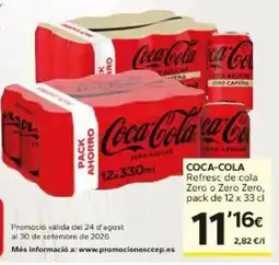 Caprabo Coca-Cola Refresc de cola Zero o Zero Zero oferta