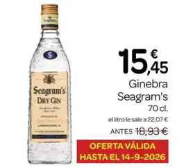 Supermercados El Jamón Seagram's Dry Gin oferta
