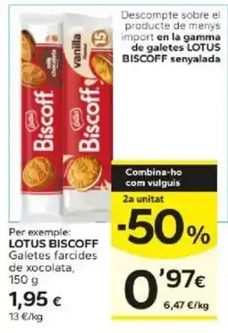 Caprabo Lotus Biscoff Galetes farcides de xocolata oferta