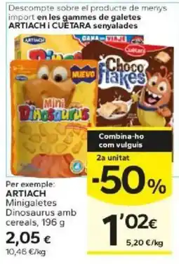 Caprabo Artiach minigaletes dinosaures amb cereals oferta