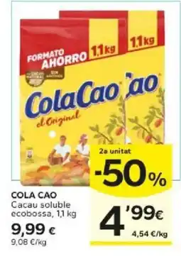 Caprabo Cola Cao cacao soluble ecobossa oferta