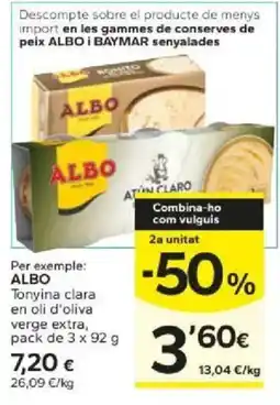 Caprabo Albo tonyina clara en oli d'oliva verge extra oferta