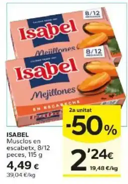 Caprabo Isabel mejillones en escabech oferta