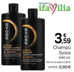 Supermercados El Jamón Syoss champú de cuidado intensivo oferta