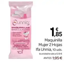 Supermercados El Jamón Ifa Unnia maquinilla mujer 2 hojas oferta