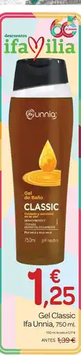 Supermercados El Jamón Ifa Unnia gel de baño classic oferta