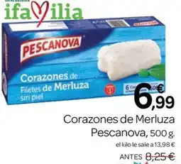 Supermercados El Jamón Pescanova corazones de filetes de merluza sin piel oferta
