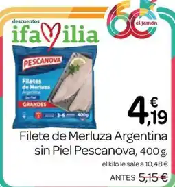 Supermercados El Jamón Pescanova filete de merluza argentina oferta