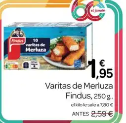 Supermercados El Jamón Findus varitas de Merluza oferta
