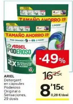 Caprabo Ariel detergent en cápsulas poderoso oferta