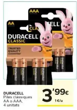 Caprabo Duracell piles classiques AA o AAA oferta