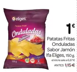 Supermercados El Jamón Ifa Eliges patatas fritas onduladas sabor jamón oferta