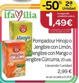 Supermercados El Jamón Pompadour Hinojo o Jengibre con Limón, Jengibre con Mango o Jengibre Cúrcuma oferta