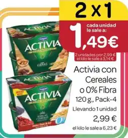 Supermercados El Jamón Activia con Cereales o 0% Fibra oferta