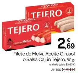Supermercados El Jamón Tejero filete de melva aceite girasol o salsa cajun oferta