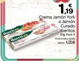 Supermercados El Jamón Iberitos crema jamón york o jamón curado oferta