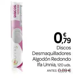 Supermercados El Jamón Ifa Unnia discos desmaquilladores algodón redondo oferta