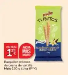 Consum Mas - barquillos rellenos de crema de vainilla oferta