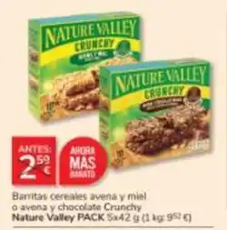 Consum Nature - barritas cereales avena y miel o avena y chocolate crunchy oferta