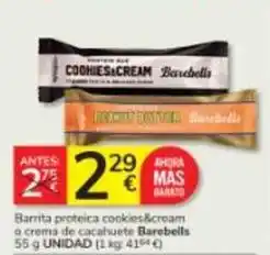 Consum Mas - barrita proteica cookies&cream o crema de cacahuete oferta