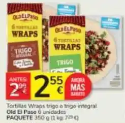 Consum Old el paso - tortillas wraps trigo o trigo integral oferta