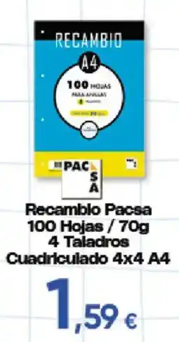 Hiper FROIZ Recambio Pacsa 100 hojas 4 taladros cuadriculado oferta
