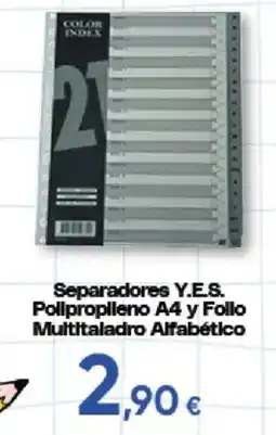 Hiper FROIZ Separadores y.e.s. pollpropleno a4 y folio multitaladro alfabetico oferta