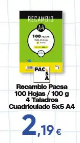 Hiper FROIZ Recambio Pacsa 100 hojas 4 taladris cuadriculado oferta