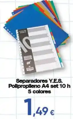 Hiper FROIZ Separadores yes pollpropileno a4 set 10 h 5 colores oferta