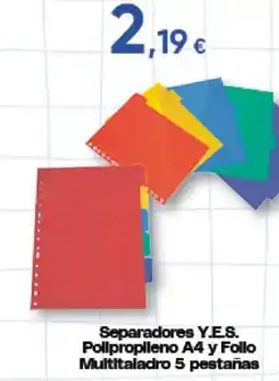 Hiper FROIZ Separadores Y.E.S. Pollpropleno A4 y Folio Multitaladro 5 pestañas oferta