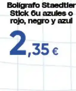 Hiper FROIZ Bolígrafo Staedtler Stick 6u azules o rojo, negro y azul oferta
