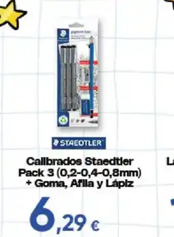 Hiper FROIZ Staedtler Callibrados Pack 3 (0,2-0,4-0,8mm) + Goma, Afilay y Lápiz oferta