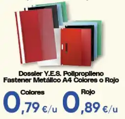 Hiper FROIZ Dossier Y.E.S. Pollpropileno Fastener Metálico A4 Colores o Rojo oferta