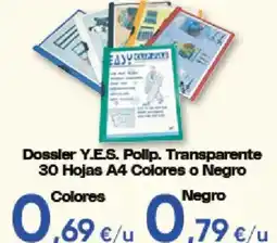Hiper FROIZ Dossier Y.E.S. Pollp. Transparente A4 colores o negro oferta