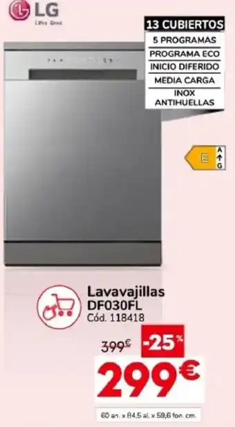 Lg lavavajillas df030fl