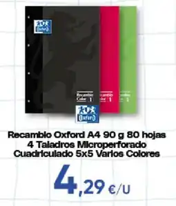 Hiper FROIZ Oxford recambio A4 4 Taladros Microperforado Cuadriculado 5x5 Varios Colores oferta
