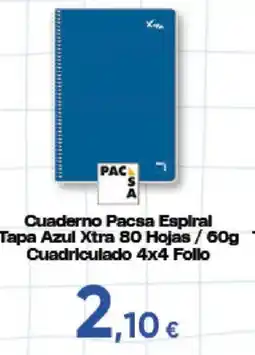 Hiper FROIZ Pacsa cuaderno espiral Tapa azul xtra 80 hojas / 60g cuadriculado 4x4 folio oferta