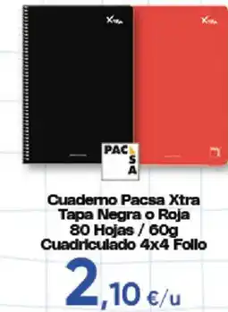 Hiper FROIZ Pacsa Xtra Cuaderno Tapa Negra o Roja Cuadriculado 4x4 Folio oferta