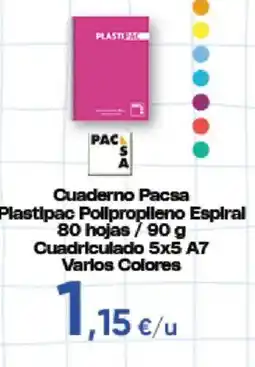 Hiper FROIZ Pacsa Plastipac Polipropileno Espiral Cuadriculado 5x5 A7 Varios Colores oferta