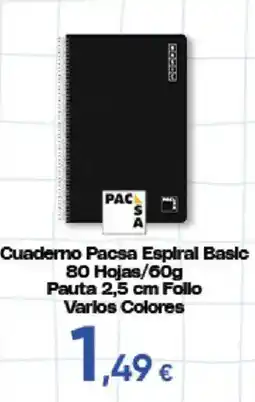 Hiper FROIZ Cuaderno Pacsa Espiral Basic 80 Hojas/60g Pauta 2,5 cm Follo Varlos Colores oferta