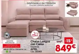 Conforama April Chaise Longue con Cama Izquierda oferta